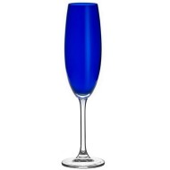 Jogo 6 Taças 220ml Para Champanhe Colibri Azul Escuro Cristal Ecológico Bohemia